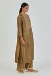 Lajjoo C_Green Silk Embroidery Marodi U Neck Shrisha Persian Vine Kurta With Palazzo _Online_at_Aza_Fashions