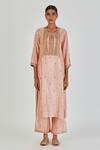 Buy_Lajjoo C_Pink Silk Embroidery Marodi U Neck Shirsha Creeper Kurta With Palazzo _at_Aza_Fashions