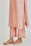 Lajjoo C_Pink Silk Embroidery Marodi U Neck Shirsha Creeper Kurta With Palazzo _Online_at_Aza_Fashions