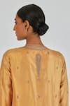 Shop_Lajjoo C_Gold Silk Embroidery Marodi U Neck Shrisha Tendril Kurta With Palazzo _at_Aza_Fashions