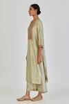 Lajjoo C_Green Silk Embroidery Marodi U Neck Shrisha Branchlet Vine Kurta With Palazzo _Online_at_Aza_Fashions