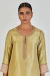 Lajjoo C_Green Silk Embroidery Marodi Round Almas Clover Jaal Kurta With Sharara _Online_at_Aza_Fashions