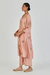 Buy_Lajjoo C_Pink Silk Embroidery Marodi V Neck Tanisha Crest Kurta With Palazzo _Online_at_Aza_Fashions