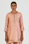 Buy_Lajjoo C_Pink Silk Embroidery Marodi Round Adiya Wild Bloom Kurta With Palazzo _Online_at_Aza_Fashions