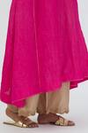 Lajjoo C_Fuchsia Silk Embroidered Aari Round Smita Side Gathered Kurta And Pant Set _at_Aza_Fashions