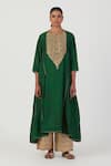 Buy_Lajjoo C_Green Silk Embroidered Round Smita Yoke Kurta And Pant Set_at_Aza_Fashions