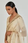 Lajjoo C_Ivory Organza Embroidered Marodi Deeba Saree _Online_at_Aza_Fashions