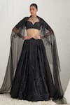 Buy_Mahima Mahajan_Black Net Embroidered Crystal Sweetheart Abeeha Tonal Sequin Lehenga Set _at_Aza_Fashions