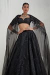 Mahima Mahajan_Black Net Embroidered Crystal Sweetheart Abeeha Tonal Sequin Lehenga Set _Online_at_Aza_Fashions