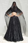 Mahima Mahajan_Black Net Embroidered Crystal Sweetheart Abeeha Tonal Sequin Lehenga Set _at_Aza_Fashions