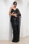 Buy_Mahima Mahajan_Black Net Embroidered Crystal Aarzoo Embellished Pre-stitched Saree With Blouse _at_Aza_Fashions