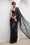 Mahima Mahajan_Black Net Embroidered Crystal Aarzoo Embellished Pre-stitched Saree With Blouse _at_Aza_Fashions