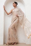 Buy_Mahima Mahajan_Beige Net Kabira Geometric Embellished Pre-stitched Saree With Corset Blouse_Online_at_Aza_Fashions