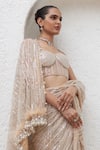 Mahima Mahajan_Beige Net Kabira Geometric Embellished Pre-stitched Saree With Corset Blouse_at_Aza_Fashions