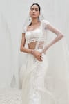 Buy_Mahima Mahajan_Ivory Net Embroidered Tehzeeb Sequin Embellished Pre-stitched Saree With Blouse _Online_at_Aza_Fashions