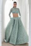 Buy_Mahima Mahajan_Green Net Embroidered Crystal Band Rani Floral Embellished Lehenga With Blouse _at_Aza_Fashions