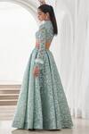 Shop_Mahima Mahajan_Green Net Embroidered Crystal Band Rani Floral Embellished Lehenga With Blouse_at_Aza_Fashions