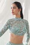 Buy_Mahima Mahajan_Green Net Embroidered Crystal Band Rani Floral Embellished Lehenga With Blouse 