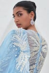 Mahima Mahajan_Blue Net Embroidered Saaya Floral Swirl Embellished Anarkali With Dupatta _Online_at_Aza_Fashions