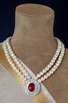 Shop_Totapari_White Freshwater Pearls Sparkling Embellished Necklace _at_Aza_Fashions