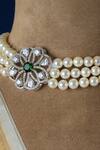 Shop_Totapari_White Pearls Brilliance Embellished Choker Necklace _at_Aza_Fashions