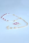 Shop_Totapari_White Manufactured Pearls And Rubies Ruby & Embellished Necklace Set _at_Aza_Fashions