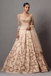 Buy_Mala and Kinnary_Beige Net Embroidered Sequin Embellished Baroque Bridal Lehenga Set _at_Aza_Fashions