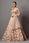 Buy_MALA AND KINNARY_Beige Net Embroidered Crystal Sequin Embellished Baroque Bridal Lehenga Set _Online_at_Aza_Fashions