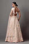 Shop_Mala and Kinnary_Pink Net Embroidered Pearl Embellished Victorian Bridal Lehenga Set _at_Aza_Fashions