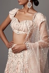 Buy_Mala and Kinnary_Pink Net Embroidered Pearl Embellished Victorian Bridal Lehenga Set _Online_at_Aza_Fashions