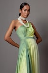 Shop_Mala and Kinnary_Multi Color Georgette Ombre One Shoulder Gown _Online_at_Aza_Fashions