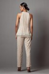 Shop_Mala and Kinnary_Beige Net Embroidered Pearl Crystal Stripe Embellished Top With Pant _at_Aza_Fashions