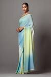 Buy_Mala and Kinnary_Blue Georgette Embellished Sequin Ombre Saree With Crystal Blouse _Online_at_Aza_Fashions