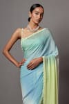 Shop_Mala and Kinnary_Blue Georgette Embellished Sequin Ombre Saree With Crystal Blouse _Online_at_Aza_Fashions