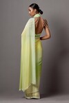 Shop_MALA AND KINNARY_Yellow Georgette Embellished Ombre Saree With Crystal Tassel Blouse  _at_Aza_Fashions