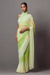 Shop_Mala and Kinnary_Yellow Georgette Embellished Ombre Saree With Crystal Tassel Blouse _Online_at_Aza_Fashions