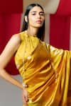 Ekaya_Yellow Silk Handwoven Stripe Saree With Unstitched Blouse Piece  _Online_at_Aza_Fashions