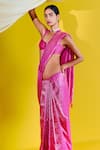 Buy_Ekaya_Pink Silk Handwoven Floral Jaal Saree With Unstitched Blouse Piece  _Online_at_Aza_Fashions