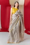 Buy_Ekaya_Grey Silk Handwoven Striped Saree With Unstitched Blouse Piece  _at_Aza_Fashions