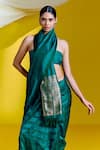 Ekaya_Green Silk Handwoven Abstract Saree With Unstitched Blouse Piece  _Online_at_Aza_Fashions