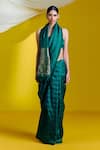 Shop_Ekaya_Green Silk Handwoven Abstract Saree With Unstitched Blouse Piece  _at_Aza_Fashions