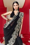 Buy_Ekaya_Black Georgette Cutwork Border Saree With Unstitched Blouse Piece  _Online_at_Aza_Fashions