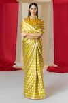 Shop_Ekaya_Yellow Silk Handwoven Stripe Saree With Unstitched Blouse Piece  _at_Aza_Fashions