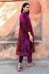 Shop_NUHH_Purple Velvet Embellished Crystals V Yoke Anarkali With Pant  _at_Aza_Fashions