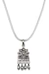 Sangeeta Boochra_Silver Plated Ghungroo Floral Carved Oxidized Pendant Chain Necklace _Online_at_Aza_Fashions