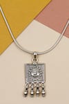 Buy_Sangeeta Boochra_Silver Plated Sun Carved Pendant Necklace _at_Aza_Fashions