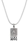 Sangeeta Boochra_Silver Plated Sun Carved Pendant Necklace _Online_at_Aza_Fashions