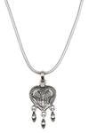 Shop_Sangeeta Boochra_Silver Plated Bird Carved Pendant Chain Necklace _at_Aza_Fashions