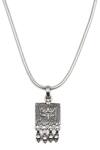 Shop Sangeeta Boochra Silver Plated Florette Carved Pendant Chain Necklace at Aza Fashions Shop_Sangeeta Boochra_Silver Plated Florette Carved Pendant Chain Necklace _at_Aza_Fashions