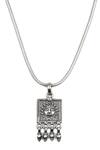 Shop_Sangeeta Boochra_Silver Plated Sun Carved Pendant Necklace _at_Aza_Fashions